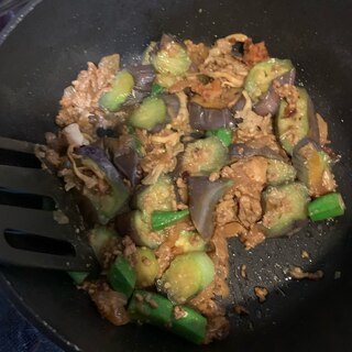 常備挽肉を使った　野菜炒め